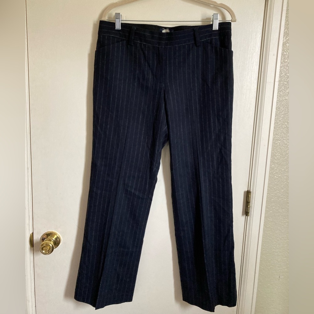 *J. Crew Stretch Black & White Pinstriped Wool Blend Trousers #Gr